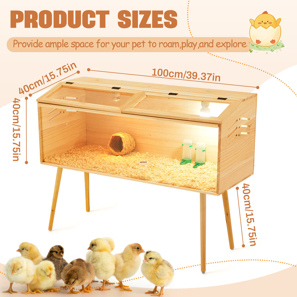 Brooder Box Kit 40x16x16 in for Chicks, Quail & Ducks, Indoor/Outdoor with Leg Stand, Sliding Door — image 4