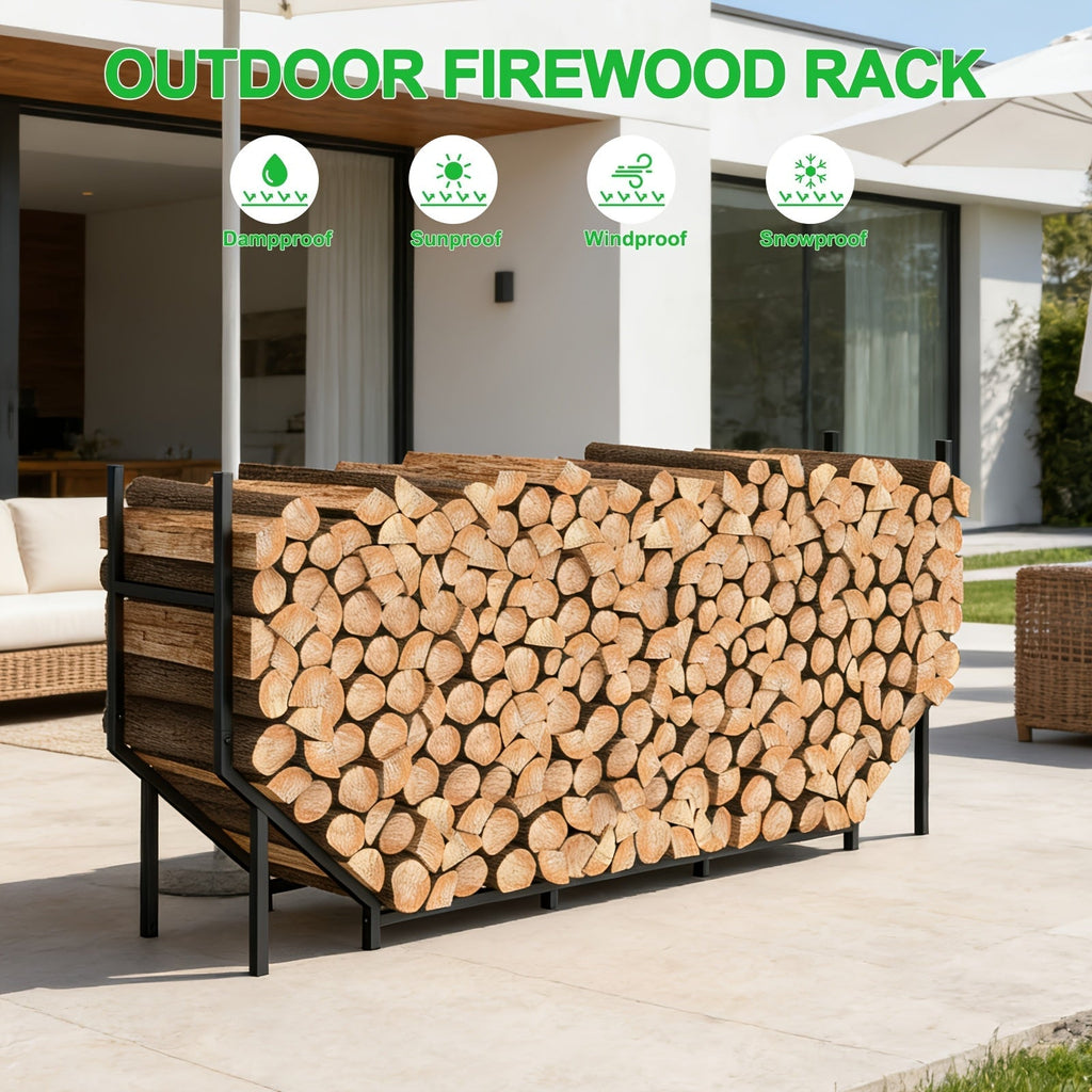 Firewood Rack | Heavy Duty Steel Indoor Outdoor Fireplace Patio Deck — image 4