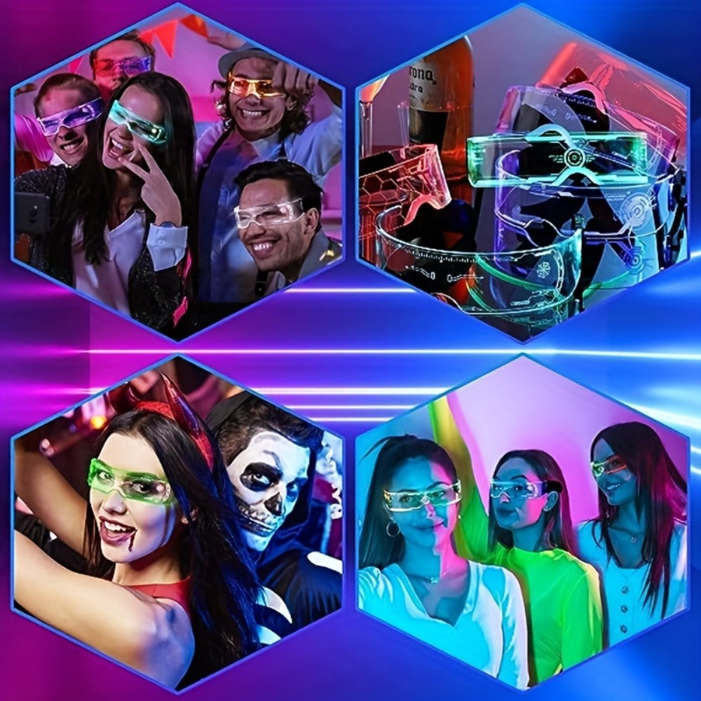 LED Visor Glasses Cyberpunk Futuristic Glow 7 Colors 5 Modes with the Listed Color, Size or Set Options for Everyday Use — im