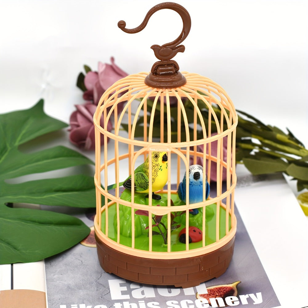 Mini Voice-Activated Birdcage Toy, Chirping & Wing-Fluttering Parrot, Interactive Sound-Responsive Animal Toy — image 7