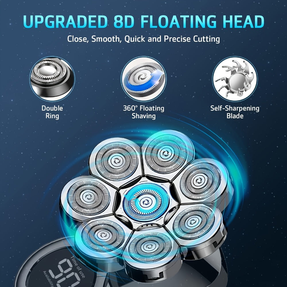 Head Shaver for Men in a 5-in-1 8D Electric Razor Beard Grooming Kit Design with Multi-Directional Floating Blades — image 7