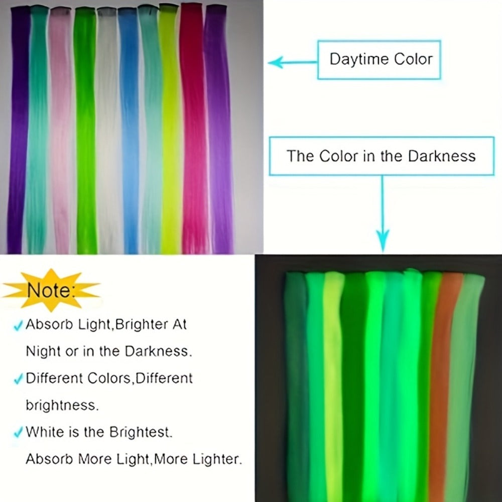 Hair Accessories Ten-Piece 16-Inch Light-Up Rainbow Clip-In Extensions for Costume Styling — image 4