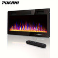 Wall Mounted Electric Fireplace Recessed In-Wall Linear Heater Multicolor Flame 750W/1500W Touch Screen for Garden, Patio and