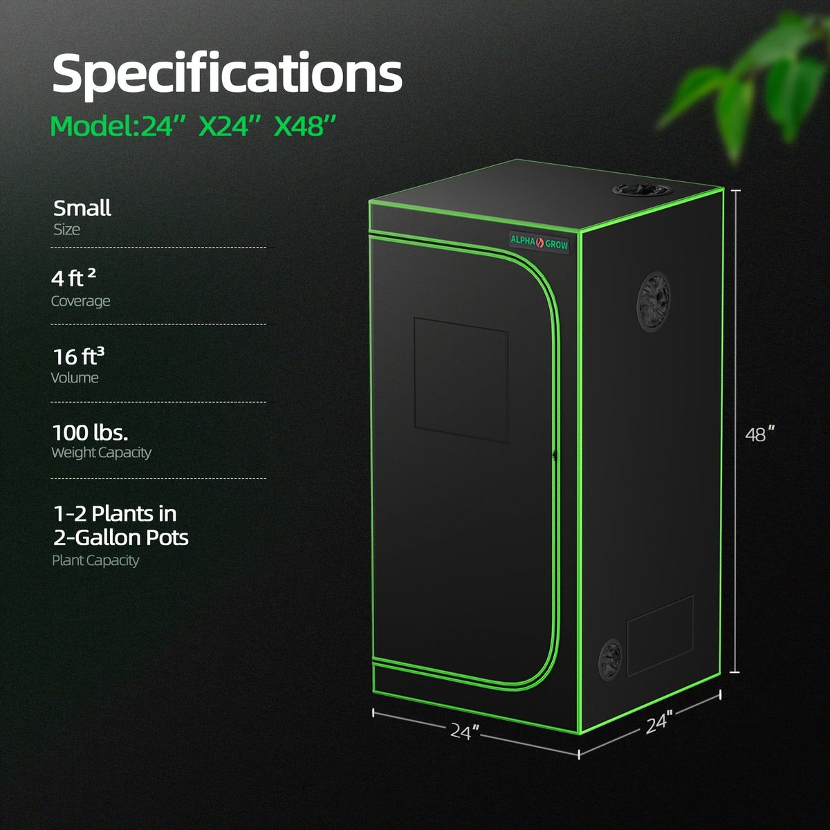 ALPHAGROW Grow Tent Greenhouse Portable 2X2/3X3/4X2/4X4 Ft High Reflective 1680D Mylar Canvas for Garden, Patio and Yard Use 
