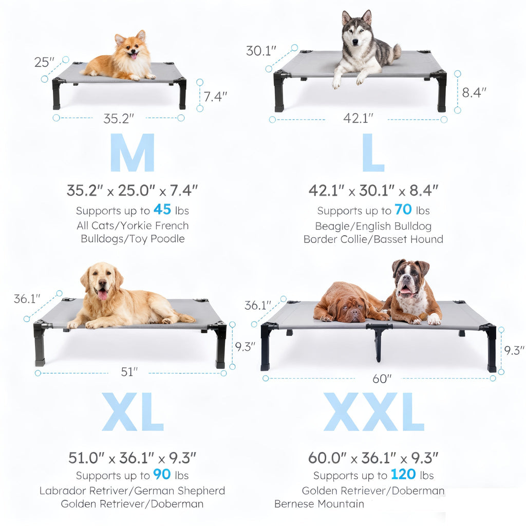 Elevated Mesh Dog Cot Bed with Folding-Leg Frame, Seven Colors and Four Labeled Sizes from 35 to 60 Inches — image 2