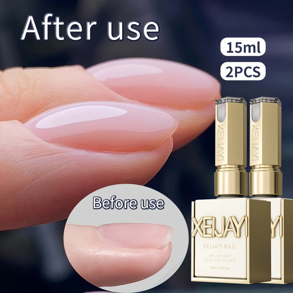 Builder Gel Base 2-Bottle Set, 15ml Each with Transparent Construction Primer for UV or LED Nail Extension Application — imag