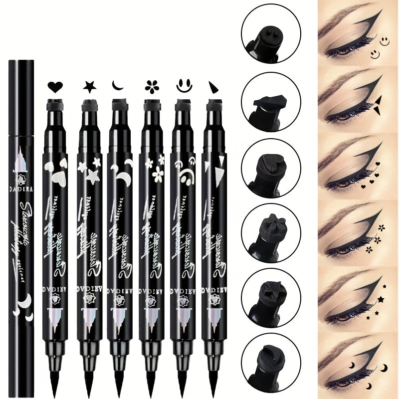 Waterproof Eyeliner Pen Set 6pcs Double-Ended Liquid Eyeliner Kit, Smudge-Proof, Oil-Proof, Precision Eye Liner Pencil for Wo