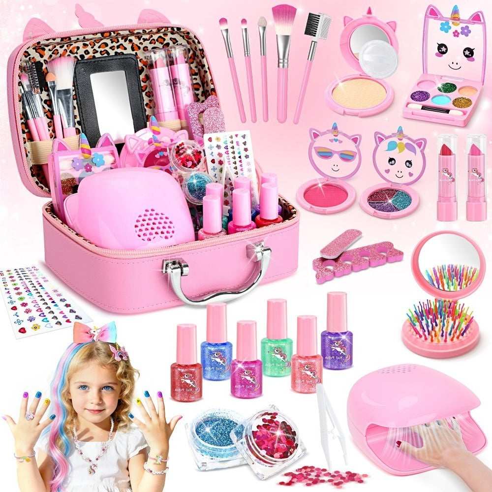 Kids Makeup Set for Girls, 2-in-1 Princess Makeup & Nail Art Kit, Pretend Play Cosmetics with Nail Polish — image 7
