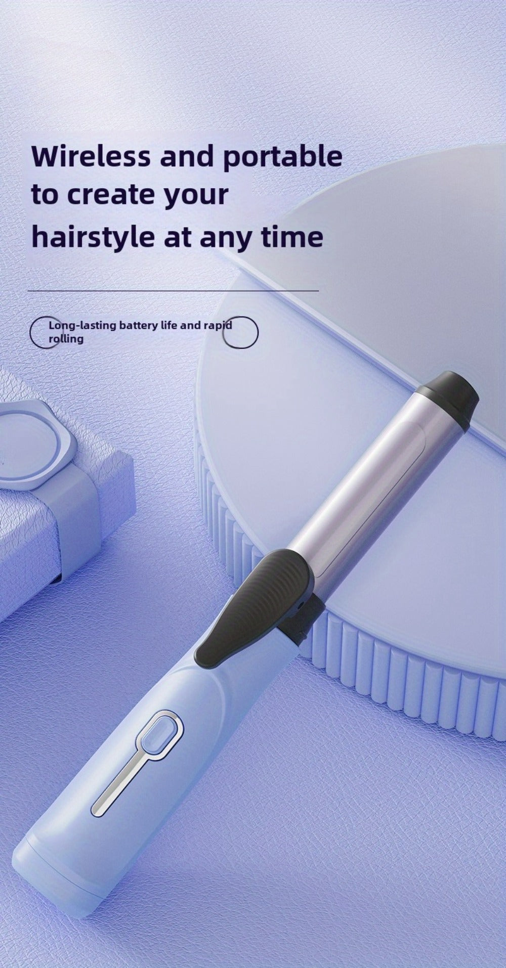 Cordless Mini Curling Iron Wireless Rechargeable Portable Hair Curler, Ceramic Barrel for Airy Bangs — image 15