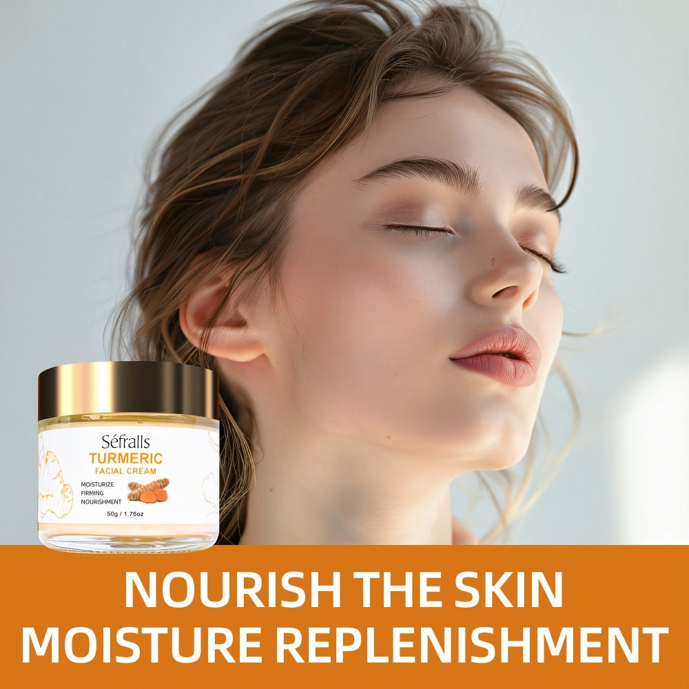 Turmeric Skincare Set 3 Pcs – Turmeric Face Cream, Facial Soap & Essential Oil Kit for Deep Pore Cleansing, Brightening & Moi