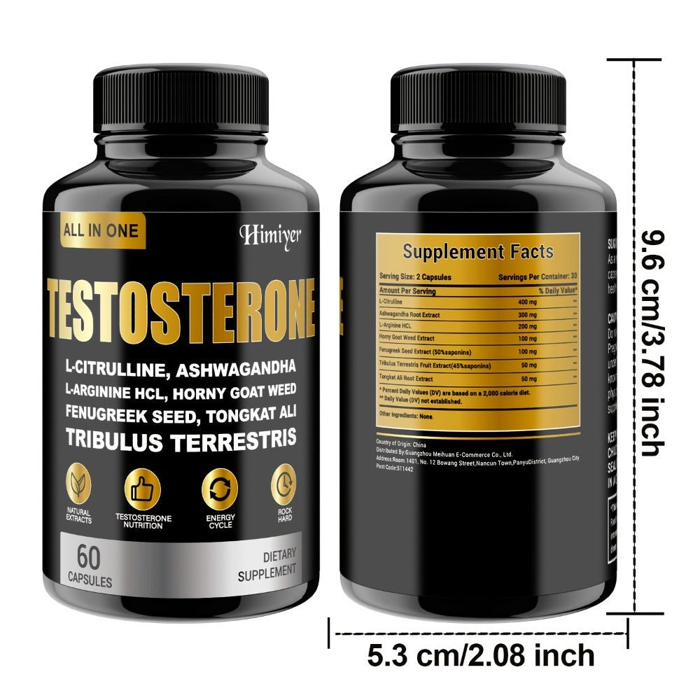 Male Testosterone Support Capsules with Maca Root, Epimedium, L-Citrulline & Ashwagandha, Men's Vitality — image 3
