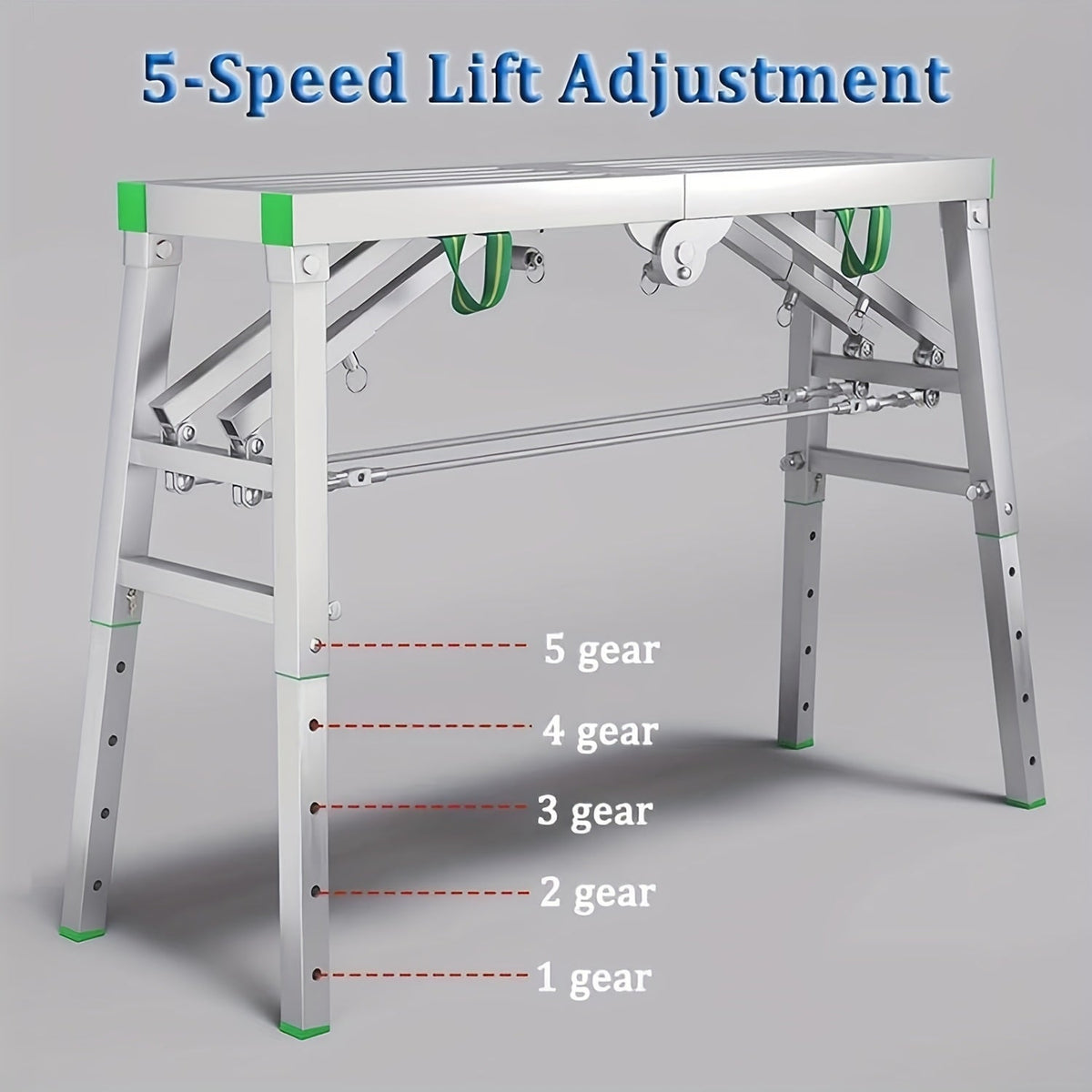Scaffolding Work Platform Folding Steel Step Ladder Adjustable Height Portable Drywall Bench for Garden, Patio and Yard Use —