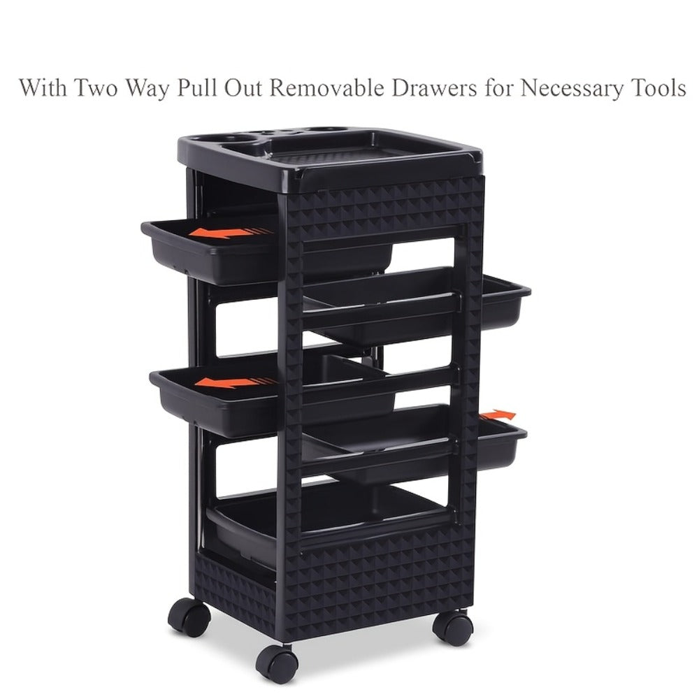 5-Drawer Salon Trolley Cart on Wheels – Professional ABS Rolling Beauty Storage Organizer for Hair Stylist Barber Spa Nail Ta