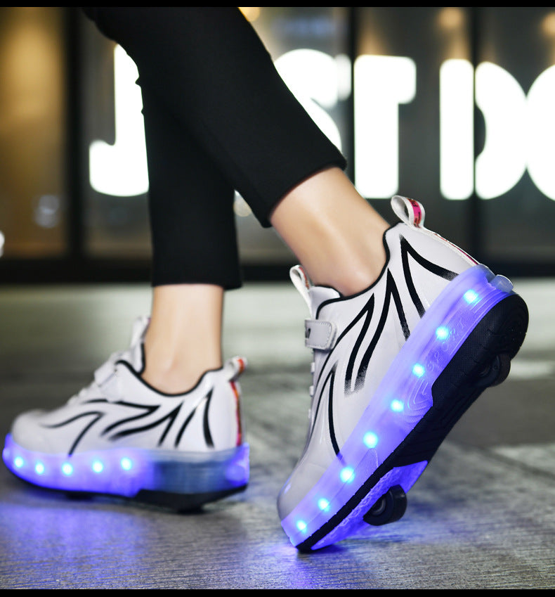 Children's Rechargeable Two-wheel LED Light-up Shoes
