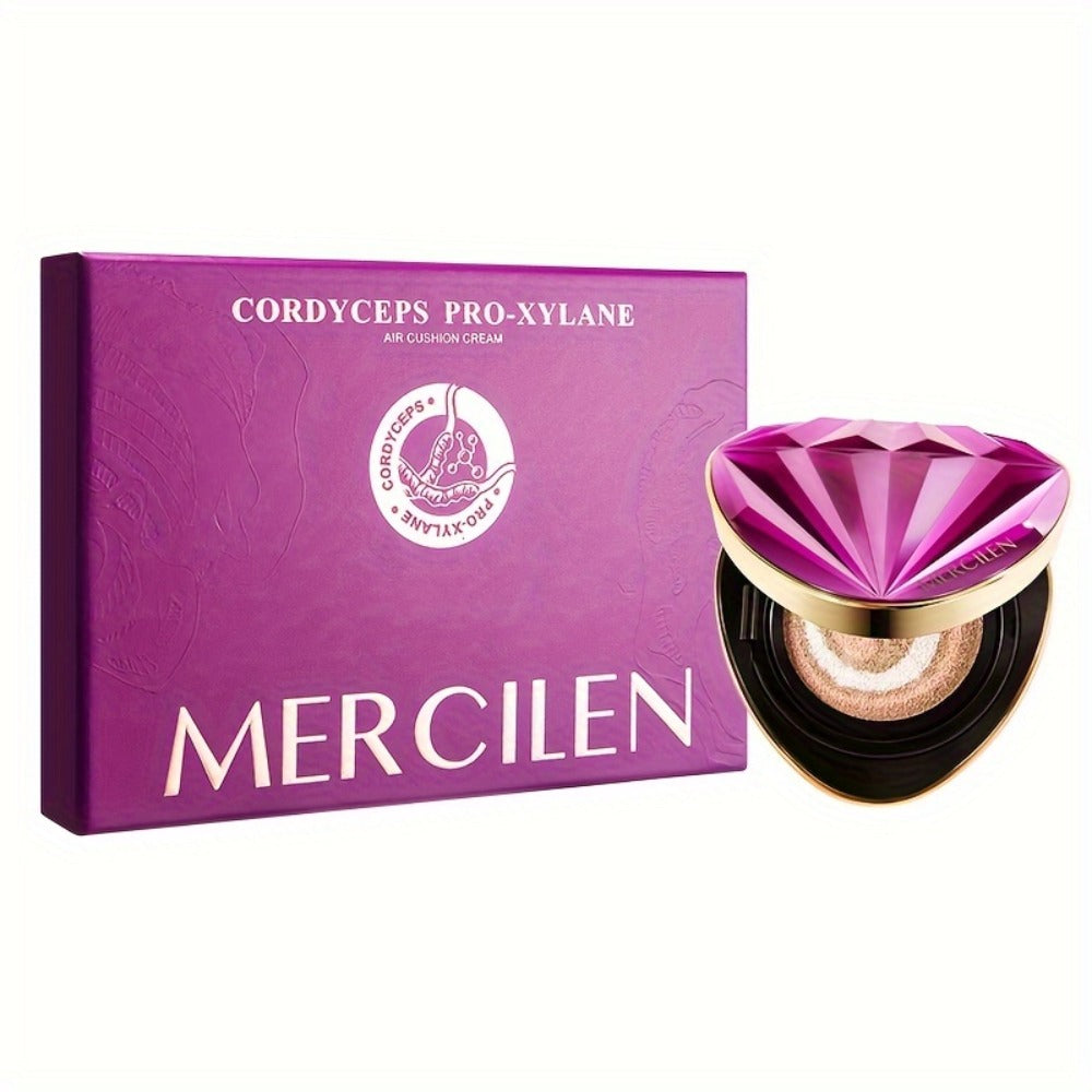 Air Cushion BB Cream Foundation Moisturizing Medium Coverage Dewy Finish with Plant Squalane Glycerin Tri-Color Adaptive Blen