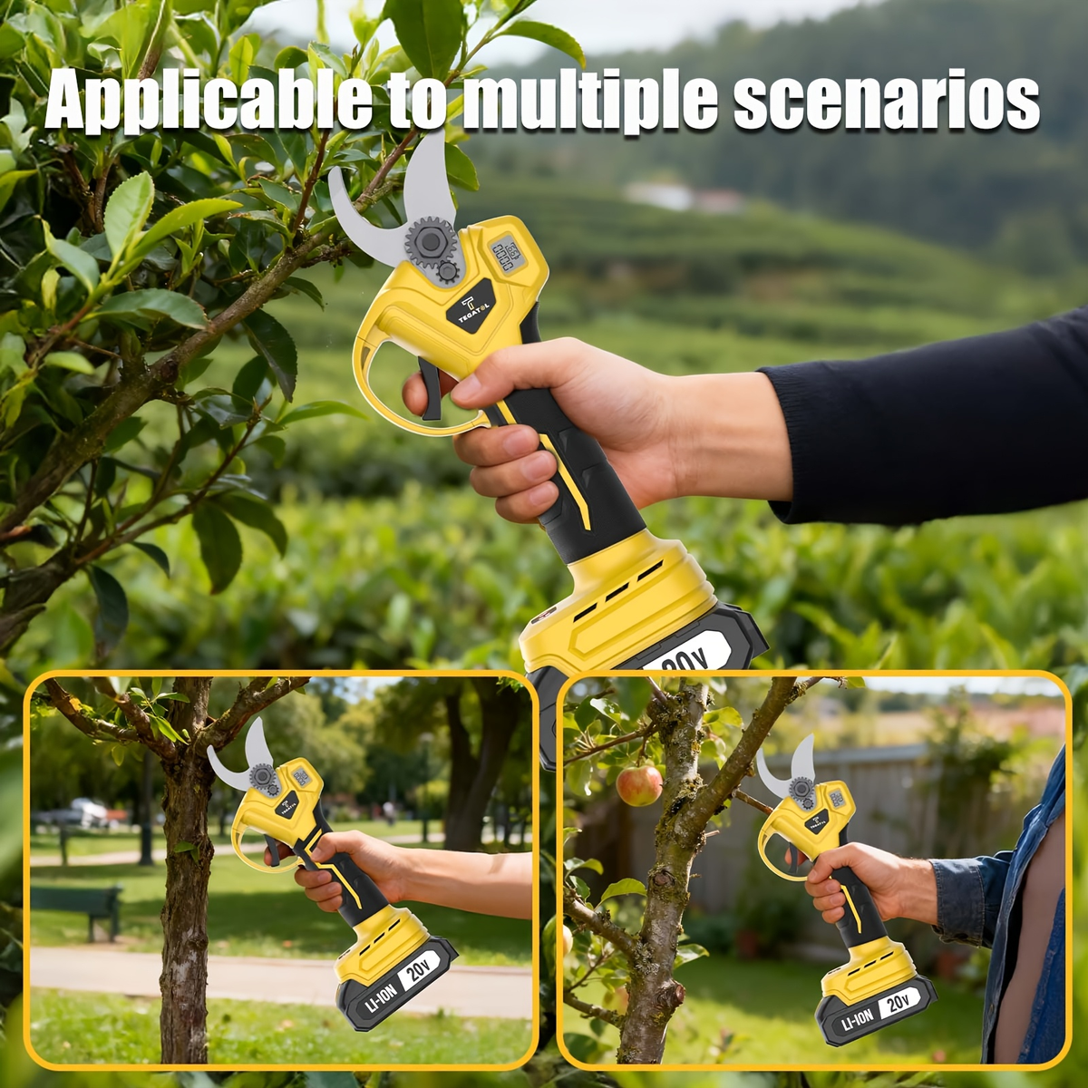 20V-Labeled Cordless Pruning Shears with Display, Yellow or Green Body and One- or Two-Battery Kits — image 12