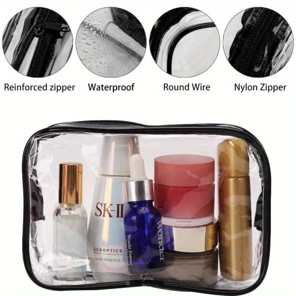 Clear PVC Makeup Bag Set 10 Pcs Transparent Waterproof Cosmetic Bags Reinforced Zipper TSA Approved Travel Toiletry Organizer