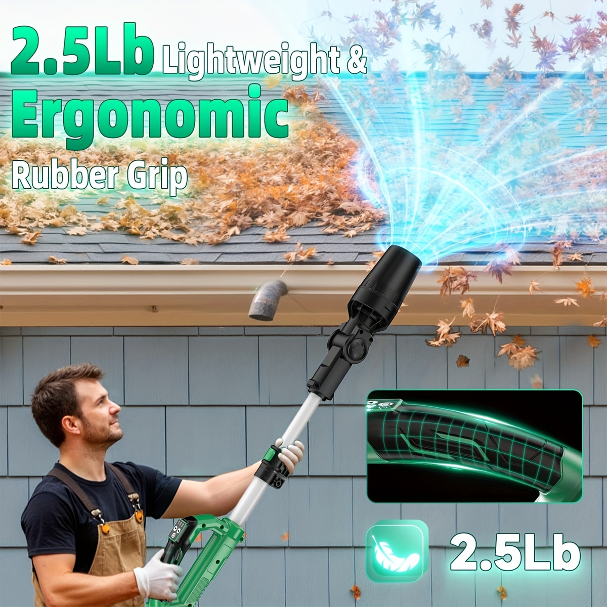 KIMO 20V Cordless Leaf Blower with Telescoping Tube, Three-Speed Label, Charger and One- or Two-Battery 4000mAh Sets — image 