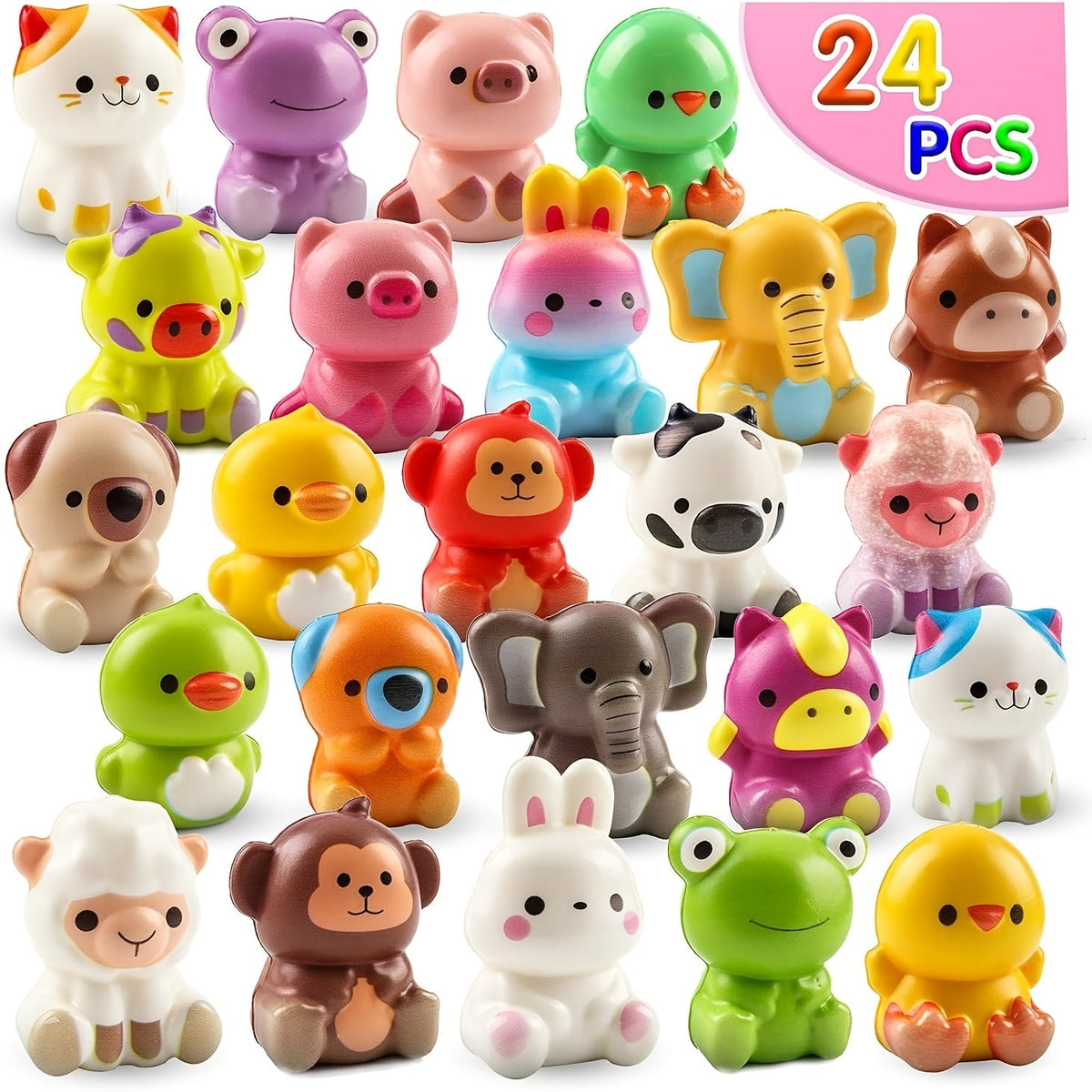 Cute Animal Toys 24 Pcs, Mini Kawaii Animal Squeeze Toys for Kids Birthday Party Favors, Classroom Prizes — image 7