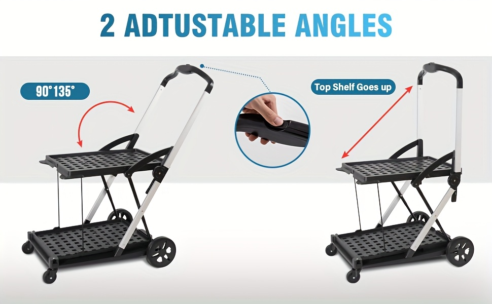 Two Tier Cart with 2 Storage Crates 360° Swivel Wheels, for Garden, Patio and Yard Use, with the Listed Configuration — image