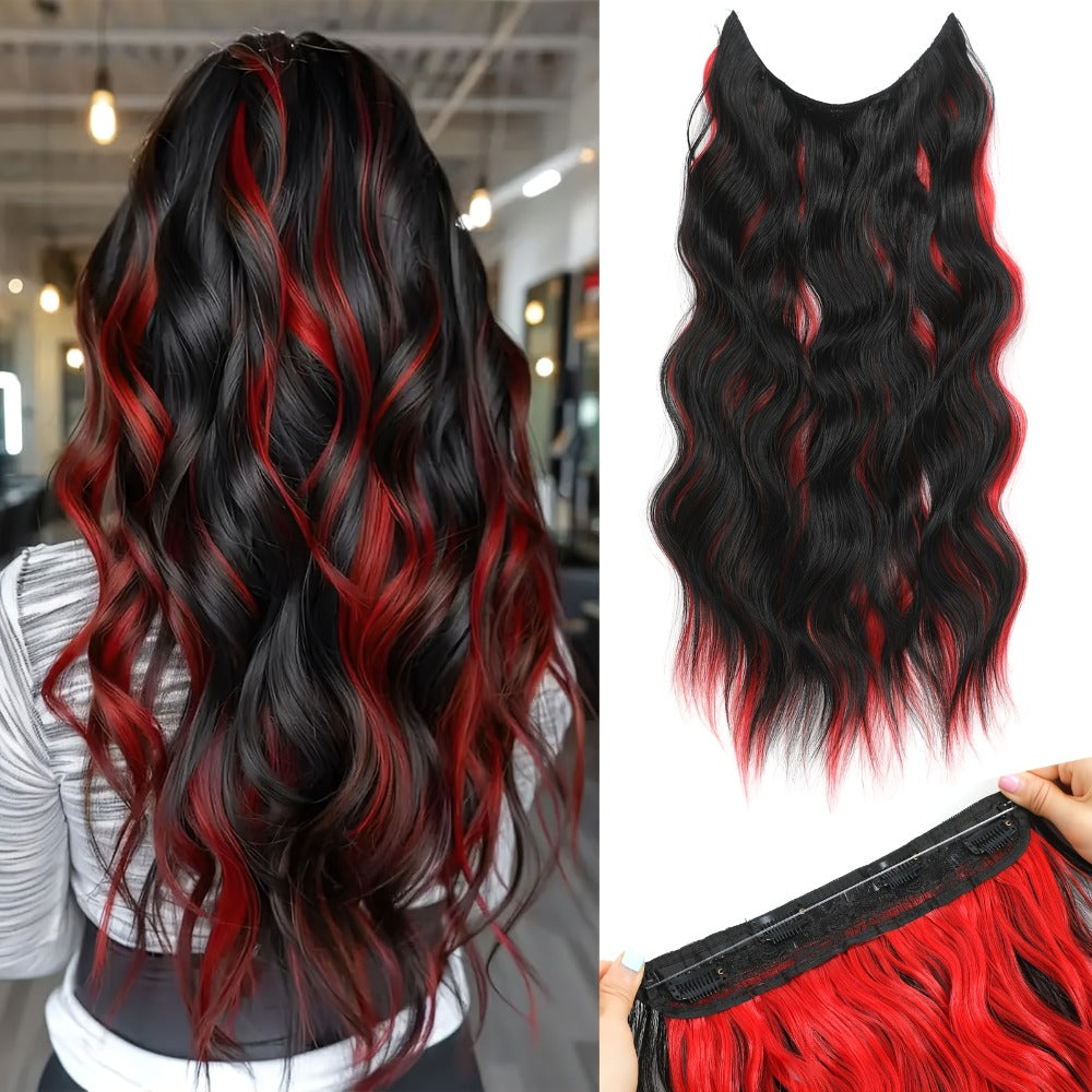 Invisible Wire Hair Extensions 22 Inch for Women – Transparent Fish Line 4 Clips Long Wavy Hairpiece for Thin Fine Hair — ima