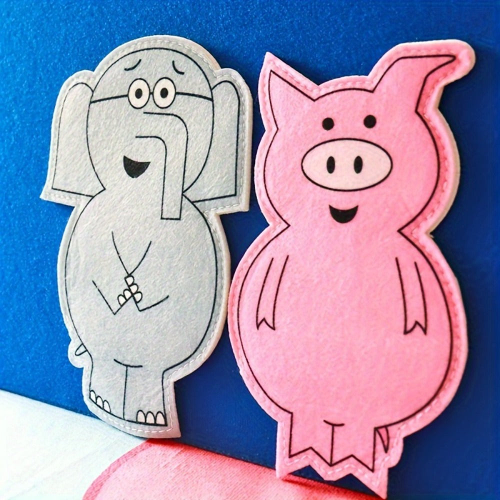 Elephant and Piggie Hand Puppets Plush Stuffed Animal Props for Storytelling, Classroom Teaching & Role Play — image 1