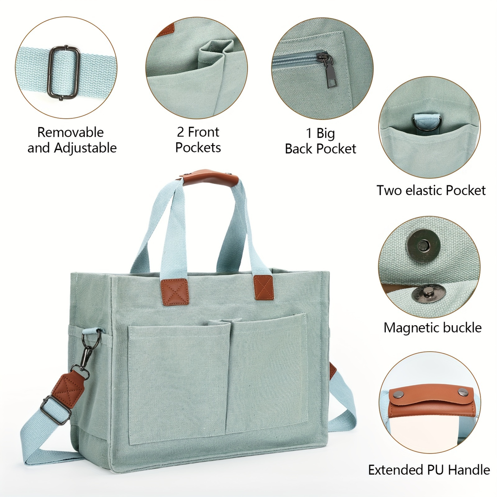 Large Utility Tote Bag for Women with Multiple Pockets, Adjustable Strap and Small or Large Sizes — image 14