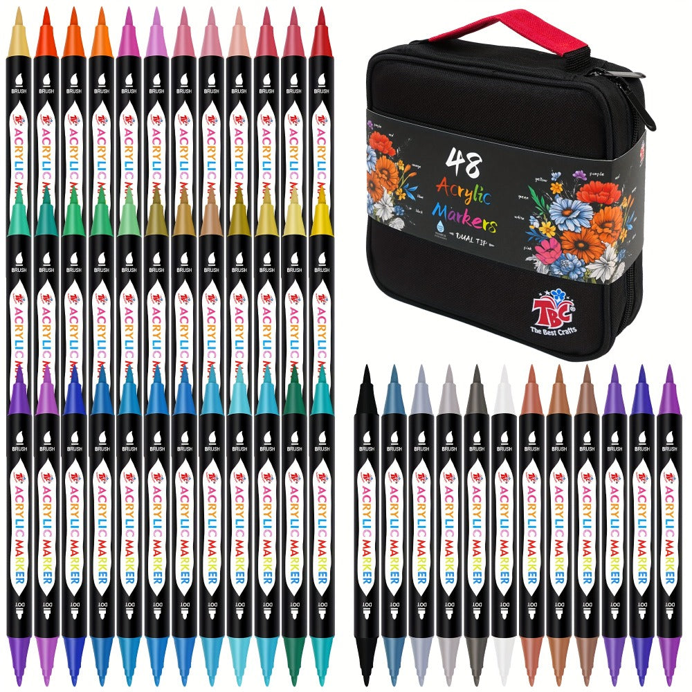 Acrylic Paint Markers with Canvas Bag Dual Tip 48 72 108 Colors, Double Zipper Premium Storage — image 2