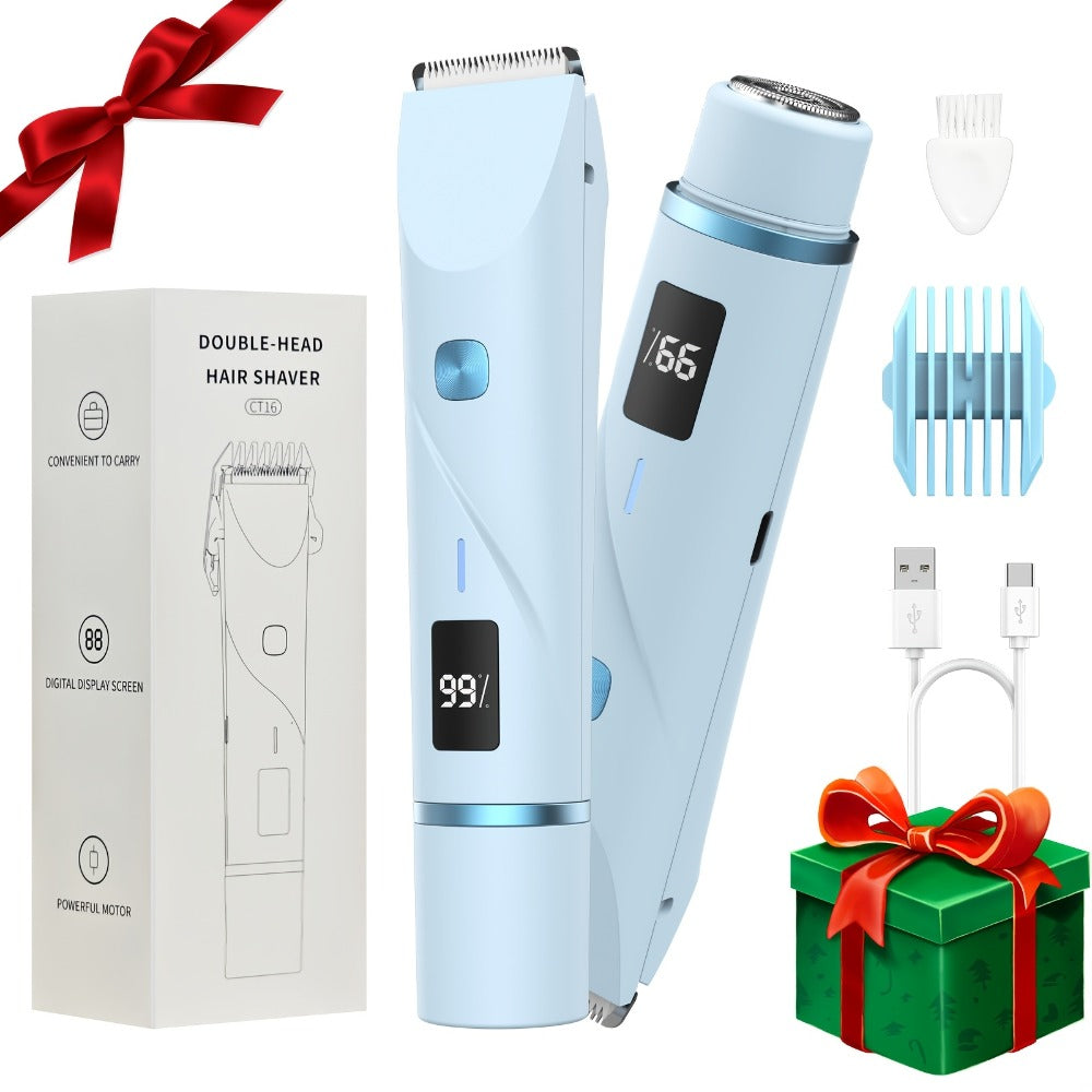 Electric Shaver 2-in-1 Dual-Head Bikini Trimmer with Digital Battery Display and Waterproof Wet/Dry Use — image 1