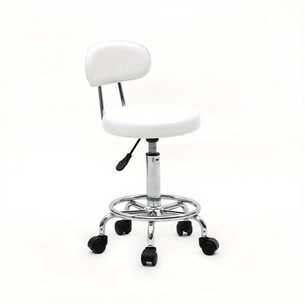 Saddle & Round Salon Stool with Backrest 360-Degree Swivel, Adjustable Height Professional Chair for Salon — image 3