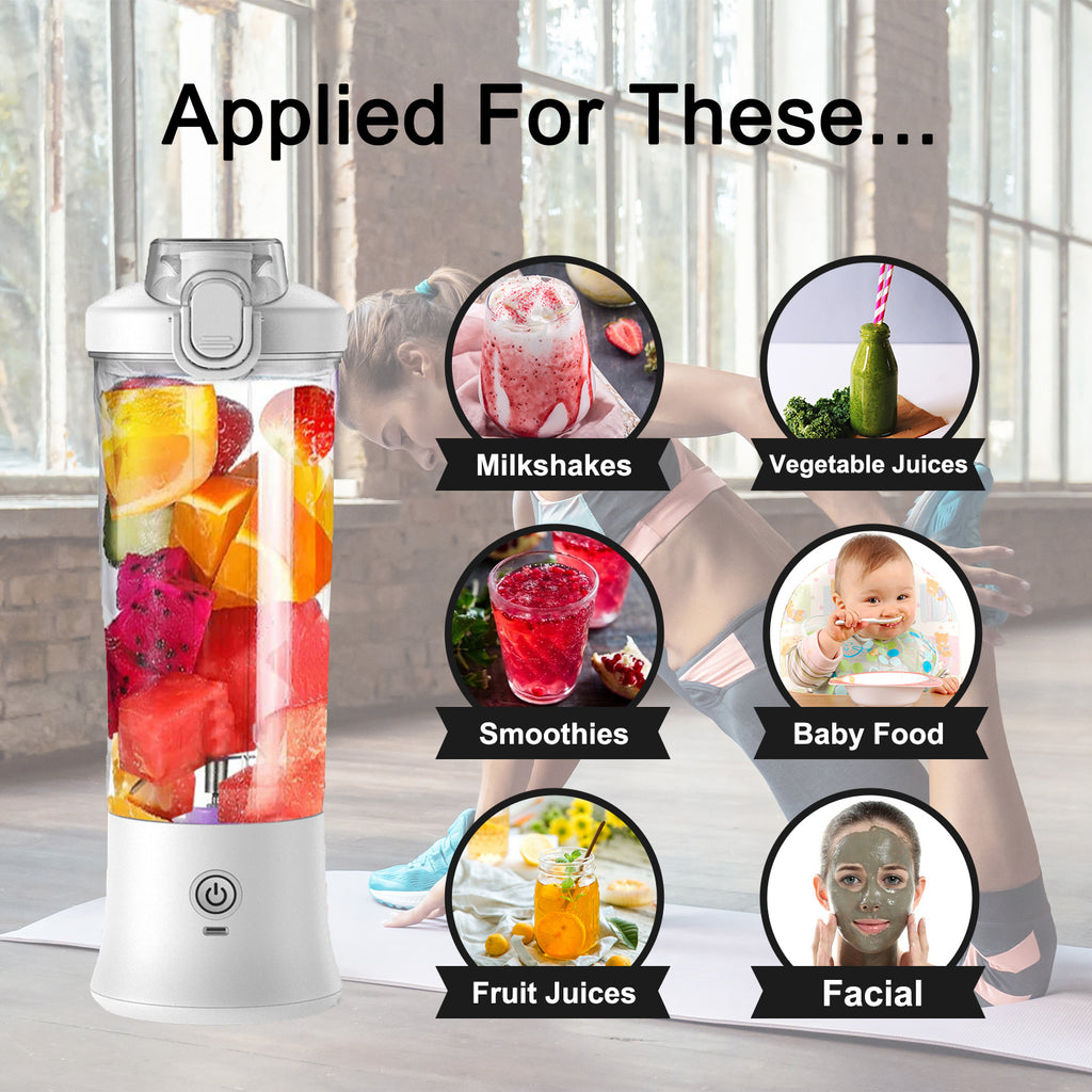 Portable Blender 600ML Electric Juicer Fruit Mixers 4000mAh USB Rechargeable Smoothie Mini Blender Personal Juicer Colorf