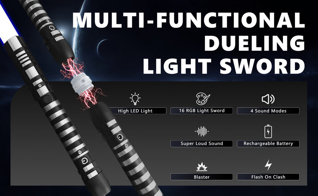 Light Up Dueling Saber 78" with 16 Color Lights & 3 Movie Sounds, 2-in-1 Dark Phantom Sword Single or Double Player — image 7