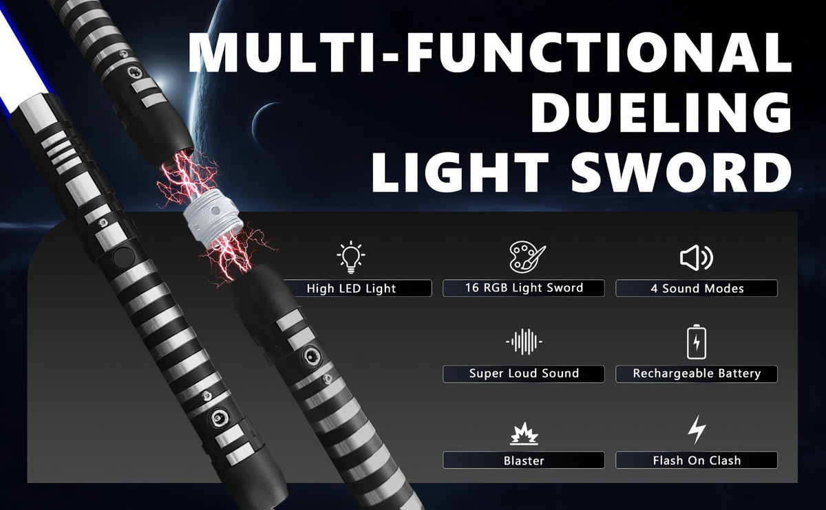 Light Up Dueling Saber 78" with 16 Color Lights & 3 Movie Sounds, 2-in-1 Dark Phantom Sword Single or Double Player — image 7
