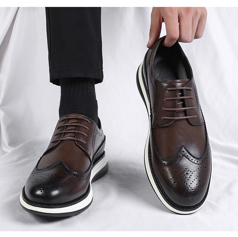 Ultra-fiber Thick-soled Trendy Men's Business Leather Shoes Comfortable And Casual