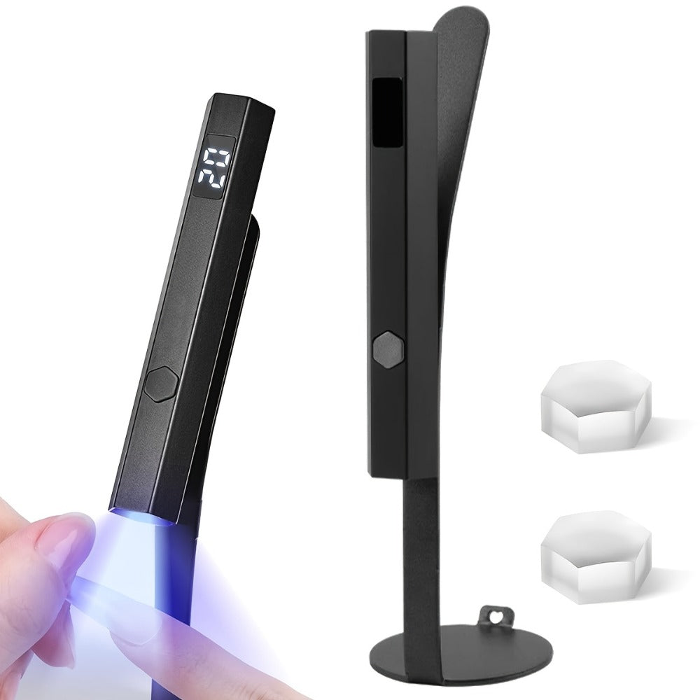 Handheld UV LED Nail Lamp with Magnetic Stand, 20/60s Timer Display, Type-C Port and Five Colors — image 1