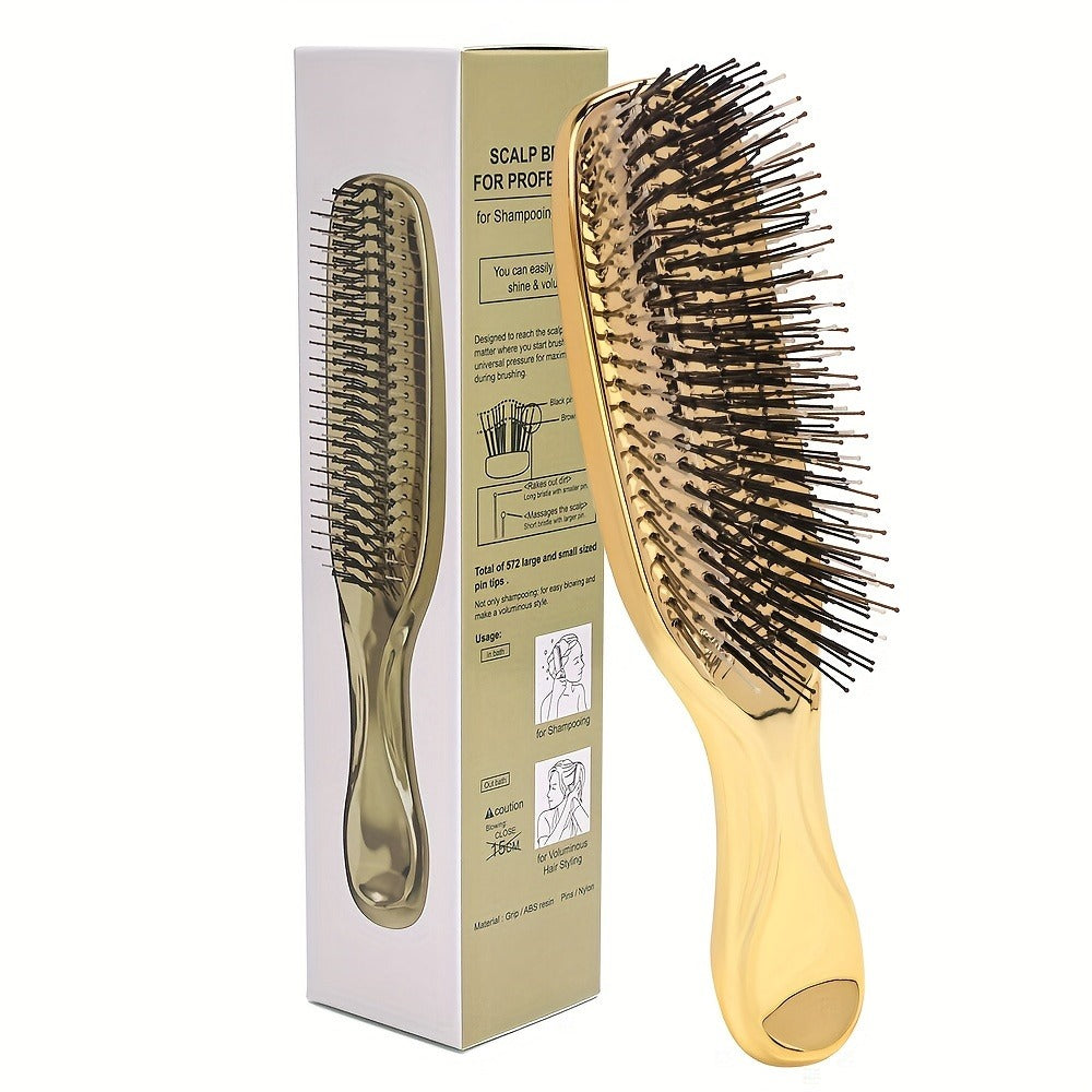 Air Cushion Comb Scalp Massage Brush Anti-Static Detangling Hair Comb Electroplated Flexible Cushion Pins Frizz Control Stimu