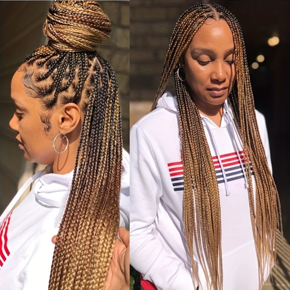 Long Box-Braid Wig with Full Lace Cap in 26- or 38-Inch Lengths and Four Lettered Color Options — image 1
