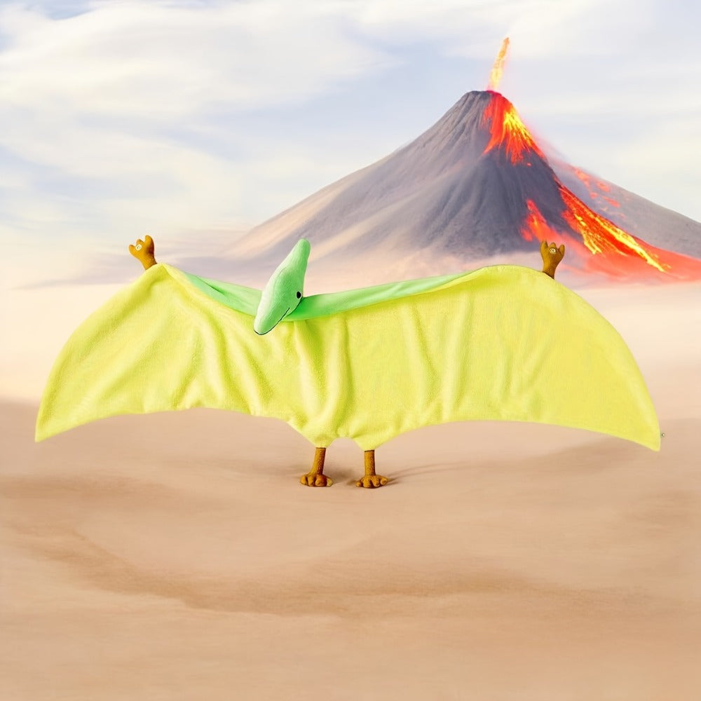 Pterodactyl Plush Cape for Kids 38 Inch Wearable Dinosaur Stuffed Animal Hoodie Cape Blanket Poncho for Halloween Costume Bir