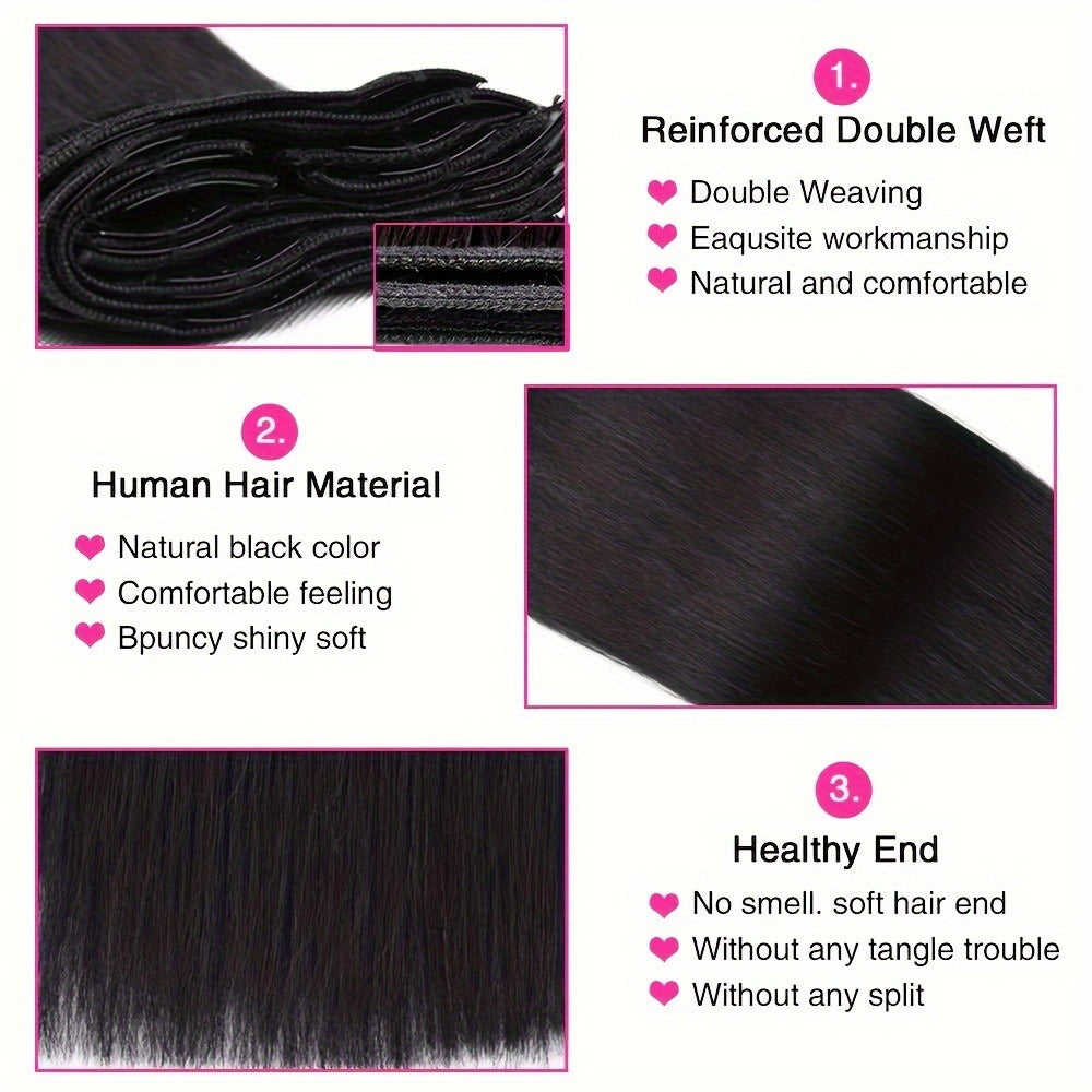 Hair Extensions Straight Brazilian Human Hair Clip-In Set with Eight Wefts, 18 Clips and Six Length Options — image 6