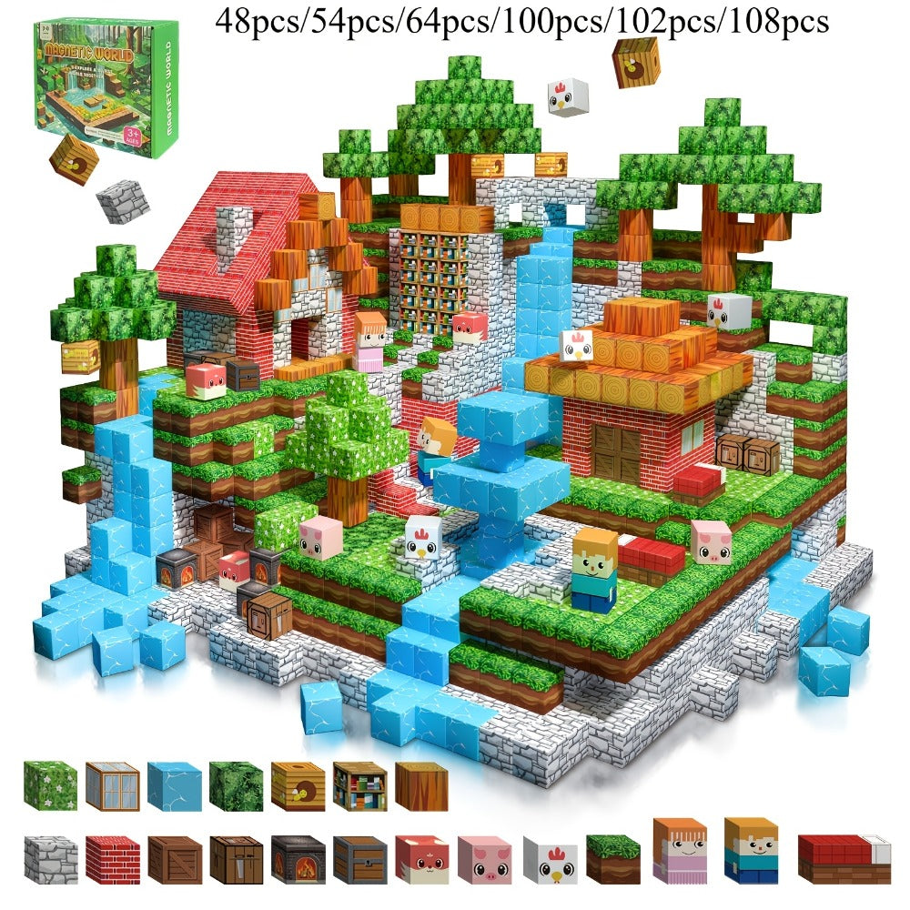 Magnetic Blocks STEM Building Toys for Kids 48/54/64/100/102/108pcs, Sensory Magnetic Tiles Set for Boys Girls Ages 3 4 5 6 7
