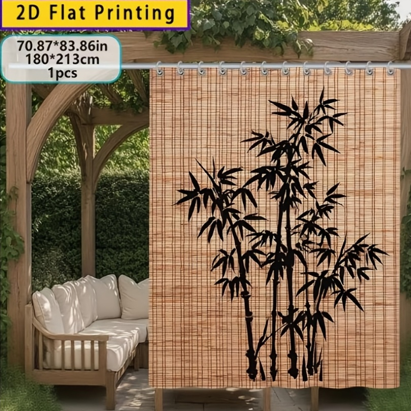 Blackout Curtains Chinese Bamboo Pattern Privacy Panels for Patio Balcony Garden Courtyard Tea Room Outdoor Indoor Minimalist