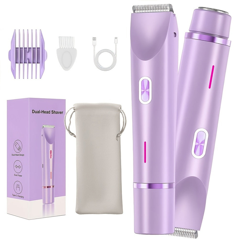 Slim Two-Ended Electric Body Trimmer with Comb Attachments in Blue, Pink or Purple Options — image 4