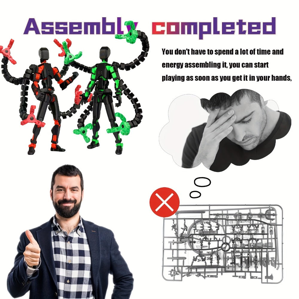 2pcs T13 Multi-Joint Action Figure Robot Set – 3D Printed Articulated Nova T-13 Mobile Robot Doll Desktop Decoration Game Ent