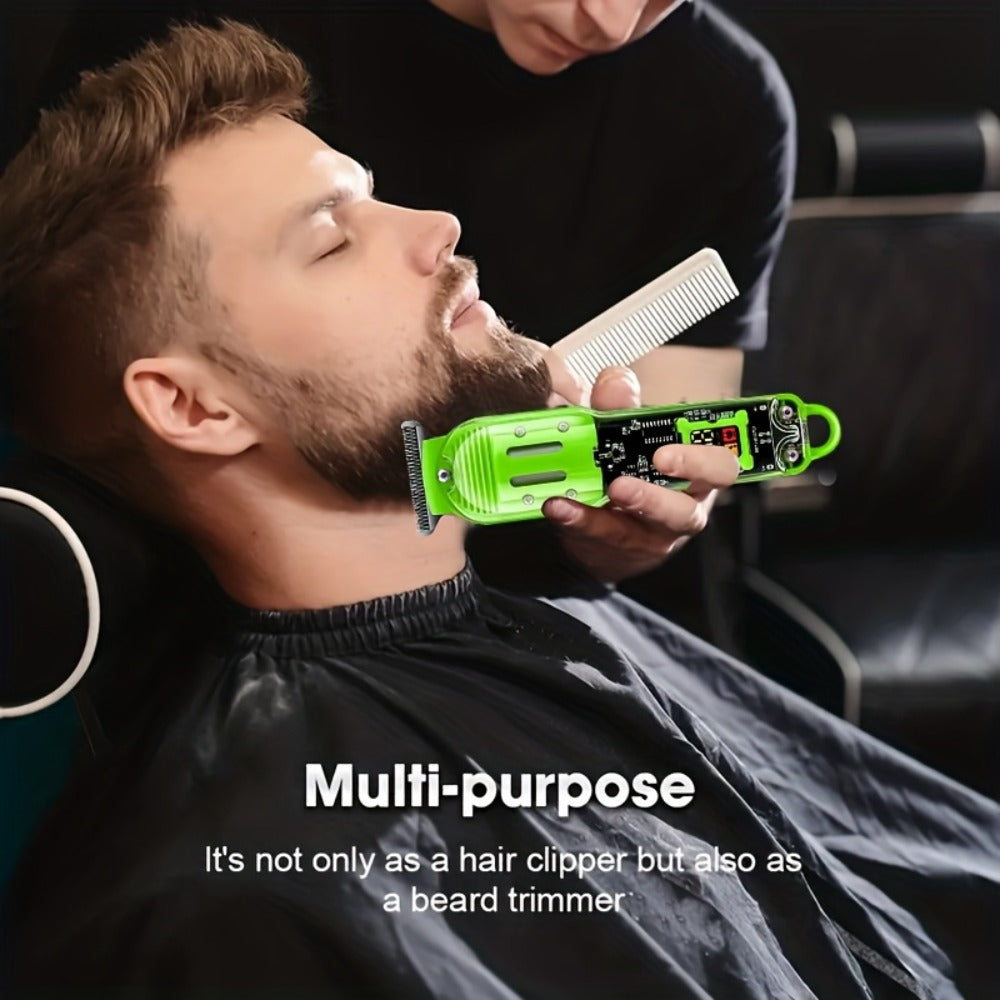 LED Hair Clipper for Men – USB-C Rechargeable Cordless Beard Trimmer with LED Display & 4 Guide Combs, Barber-Grade Home Hair