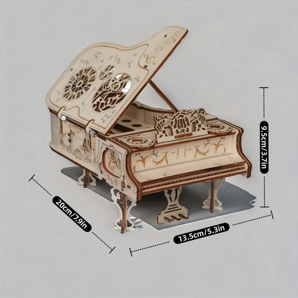 Piano Model Kit 3D Wooden Puzzle – Detailed Plywood Jigsaw Assembly, Musical Instrument Handcraft for Adults & Teens — image 