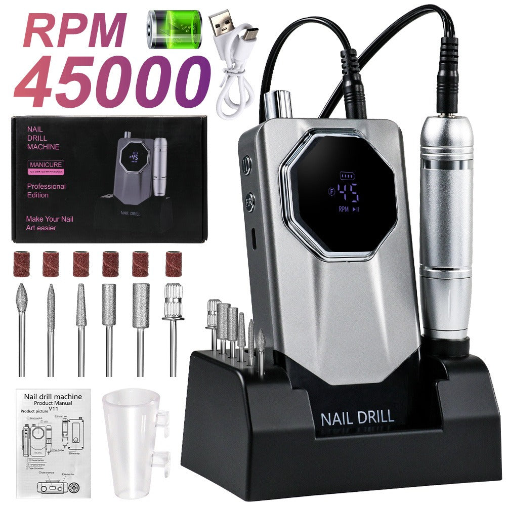 Electric Nail Drill 45000 RPM USB Rechargeable Kit with LCD, Forward Reverse and Three Finishes — image 5
