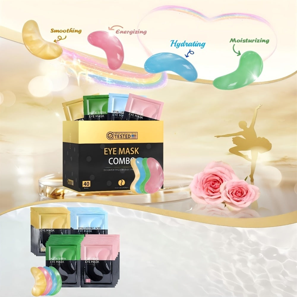 40-Pair Four-Color Under-Eye Patch Combo Box with Gold, Green, Blue and Pink Individual Pouches — image 3