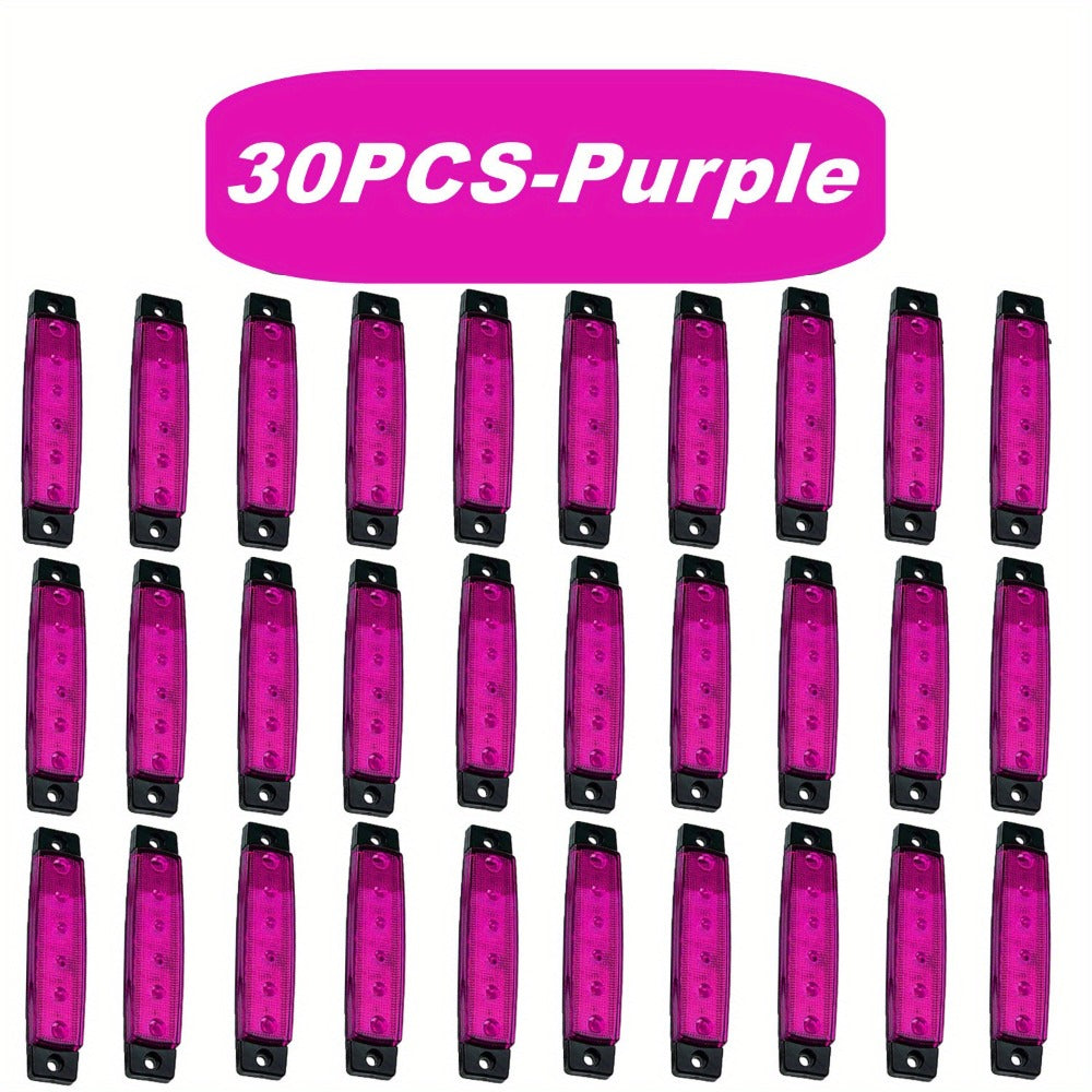Thirty-Piece 12 V LED Side Marker Light Set with Six LEDs per Lamp in Amber, Red, White, Blue, Green or Purple — image 14