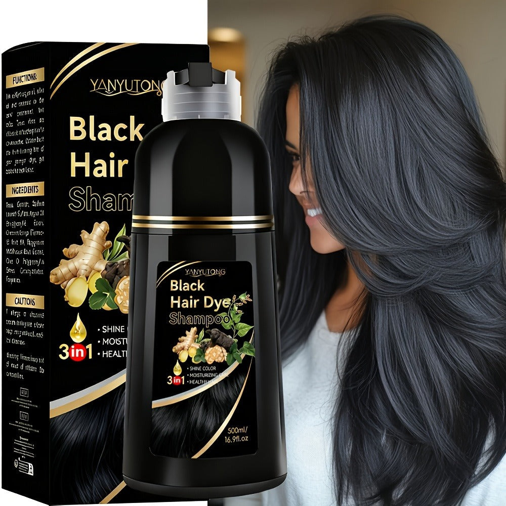 Hair Dye Shampoo, YANYUTONG 500ml Bottle with Black, Brown, Chestnut Brown and Red Shade Options — image 3