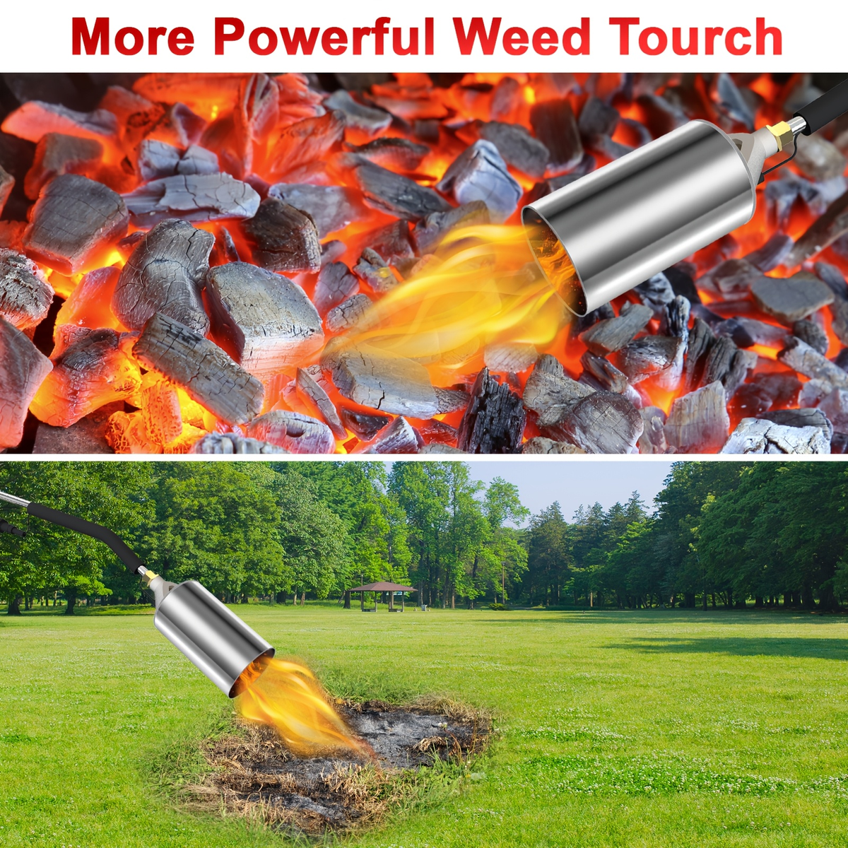 Weed Burner Torch Propane with 10ft Hose & Turbine Trigger, High-Output Flame Weeder with Cylinder Converter for Garden Weedi